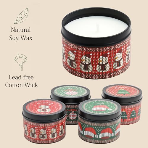 Christmas Candles - Christmas Gifts for Women, Scented Candles Gift Set, Natural Soy Wax Aromatherapy Candle for Home Scen...