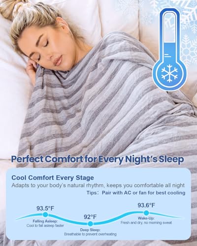 Ailemei Direct Cooling Throw Blanket for Hot Sleepers,Double Sided Cold Effect, Lightweight Breathable Summer Bed Blanket ...