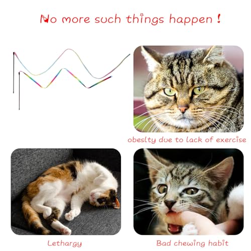 M JJYPET Cat Wand Toys Interactive Kitten Toys for Indoor Cats Colorful Teaser Wand String for Exercise Kitten Stick Kitty...