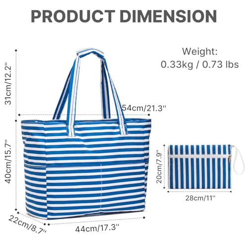 G4Free Beach Bag Waterproof Sandproof, Large Foldable Beach Tote with Zipper for Women, Pool Travel Swim Grocery Tote Bags