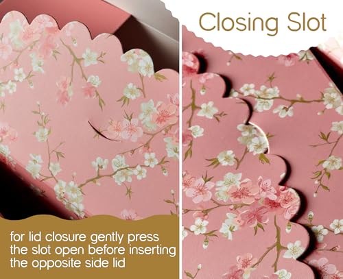 Floral Gift Boxes with Lids & Ribbons (20 Pack) 8” x 4” Cute Decorative Pastel Treat Boxes Empty for Small Presents, Cooki...