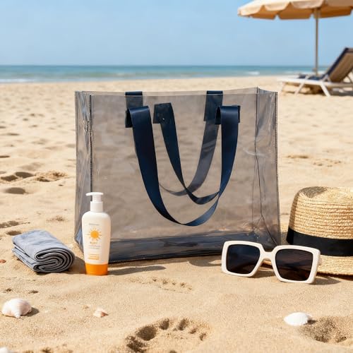 TotePrint Holographic PVC Beach Bag Waterproof - 18×13×6inch Large Clear Tote for Women Men Pool Travel Sandproof Carry All