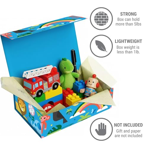 Sorarto 3-Pack Birthday Boxes for Kids – Jungle Animal Memory Box for Keepsakes with Magnetic Lids – Sturdy Decorative Gif...