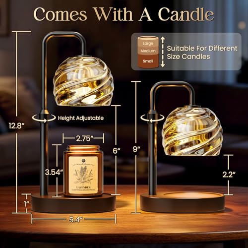 WarmEmbrace Candle Warmer Lamp with Lavender Candle Set, Electric Wax Warmer Lamp with Auto Timer & 4 Dimmable Lights, Adj...
