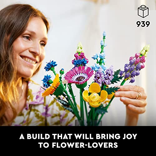 LEGO Botanicals Artificial Wildflower Bouquet - Fake Indoor Flowers Building Set for Home, Kitchen, Desk Decoration, Adult...