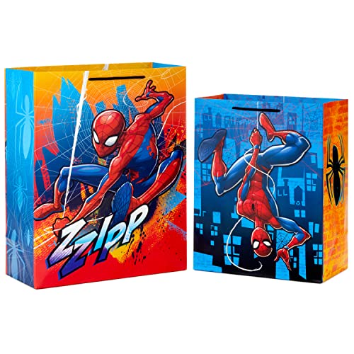 Hallmark Marvel Spider-Man Gift Bags (2 Bags: 1 Large 13", 1 Extra Large 15") for Birthdays, Halloween, Christmas, Kids Pa...
