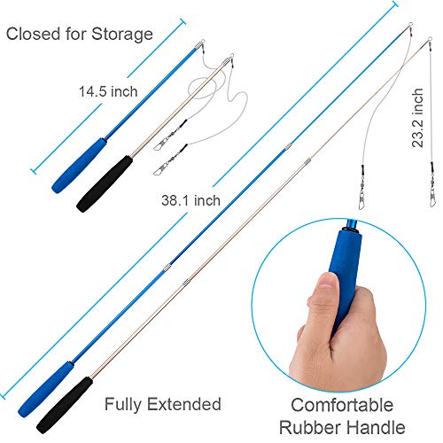 JIARON Cat Toys Feather Toy, 2PCS Retractable Wand and 10PCS Replacement Teaser with Bell Refills, Interactive Catcher and...