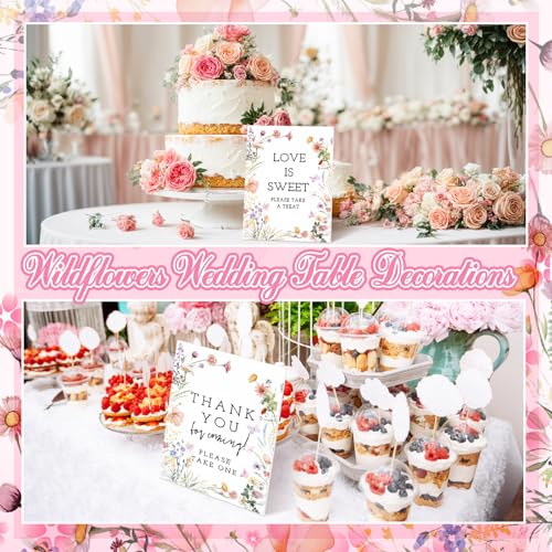 Yookeer 6 Pcs Wildflowers Wedding Table Decor Spring Floral Bridal Shower Thank You Centerpieces Party Supplies with Stand...