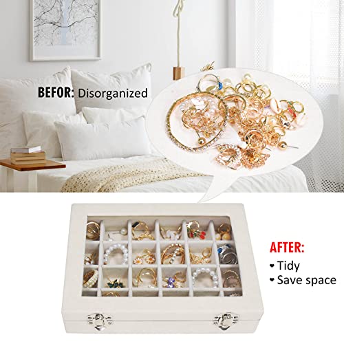 Vicoter Velvet Jewelry Box 24 Grid Jewelry Ring Display Organiser Box Tray Holder Earrings Storage Case for Girls Wife Mom...