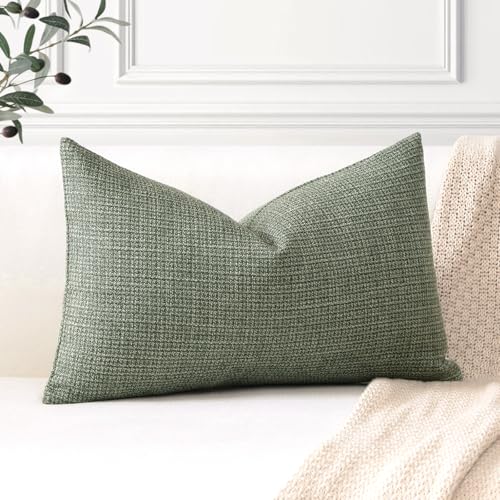 OTOSTAR Linen Throw Pillow Cover Set of 1 Decorative Lumbar Pillowcases Cushion Covers 16x24 Inch for Home Decor Sofa Bedr...
