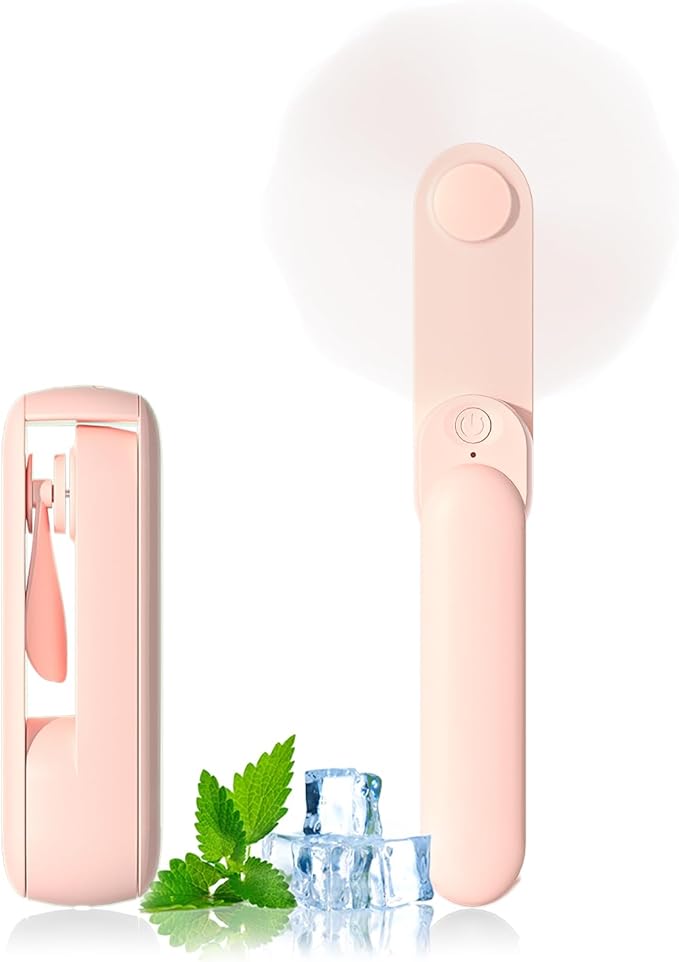 Lerat Portable Handheld Fan, 2 IN 1 Mini Hand Fan, Battery Operated [8-15 Working Hours], USB Rechargeable Personal Foldab...