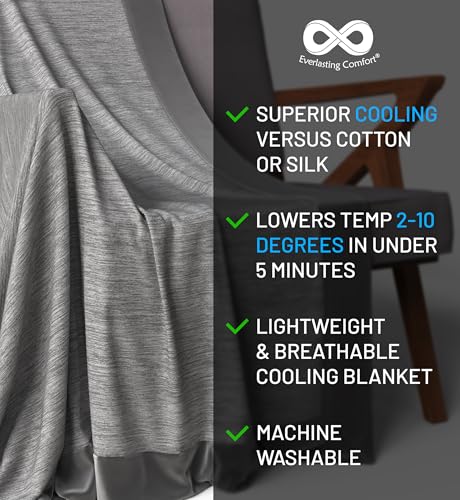 Everlasting Comfort Cooling Blanket for Hot Sleepers - Soft, Lightweight & Breathable Throw Blanket with Easy to Clean Mat...