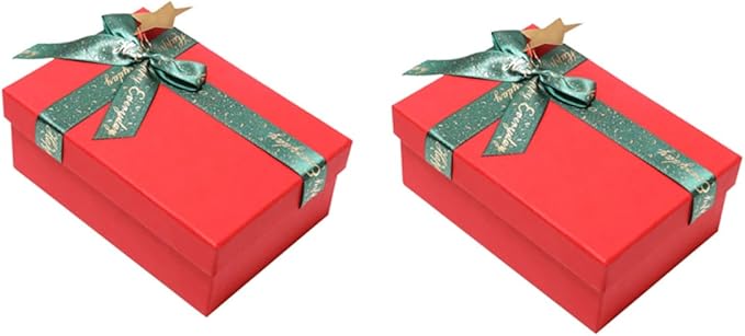 KALLORY 2pcs Boxes Holiday Packing Boxes for Christmas Birthday Ribbons Elegant Bronzing Craftsmanship for Any Celebration