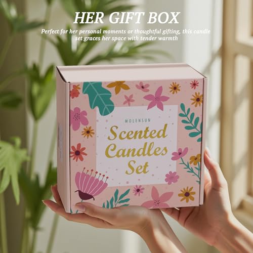 Molensun 4 Pack Candles for Home Scented, 28 oz Long Lasting Candles, Soy Candle Set Gift for Women - Lavender Thyme/Lemon...