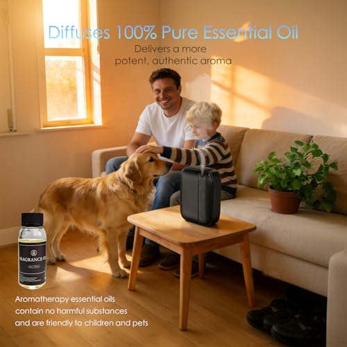 Essential Oil Diffuser, Waterless & Ultrasonic Aromatherapy Diffuser for Home, Office, Hotel, 13.5 OZ Capacity Up to 2500 ...
