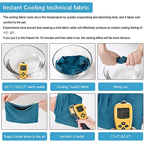 Dog Cooling Bandana Collar, Ice Instant Cooling Pet Bandana Scarf Collar for Small Medium Dogs, Breathable Ice Towels Bull...