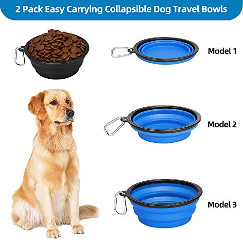 Kytely Large Collapsible Dog Bowls 2 Pack, 34oz Foldable Dog Travel Bowl, Portable Pet Water Food Bowl with Clasp, Pet Cat...