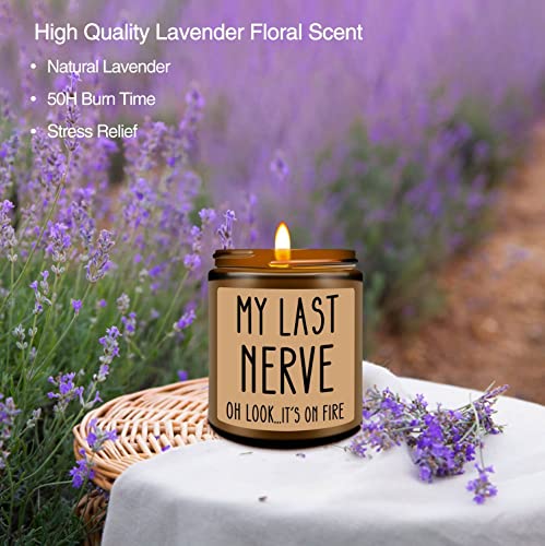Homsolver Gifts for Women Men, Birthday Gifts for Women, Mom, Her, Him - My Last Nerve Lavender Candles - Funny Best Frien...