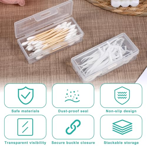4PCS Cotton Swab Holder for Travel, Floss Picks Case, Portable Small Dental Floss Holders, Cotton Swab Boxs Travel Storage...