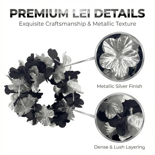 Mowane Leis for Luau Party, 24 Count Thick and 41.5” Lush Flower, Christmas & New Year’s Eve, Winter Celebrations