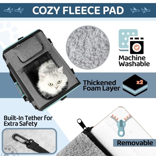GAPZER Soft-Sided Pet Carrier for Air Travel 18x11x11 Inch - Underseat Cabin Carry Bag for Small Cats & Dogs Under 15 lbs