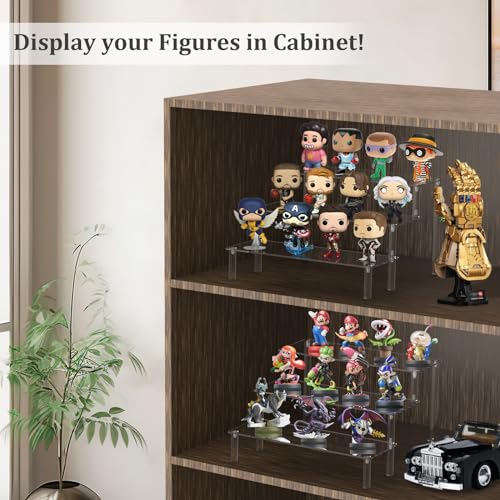 AZEAM Acrylic Riser,Clear Display Risers Stand Perfume Organizer Cologne Acrylic Shelves 3 Tiered Cupcake Shelf for Amiibo...