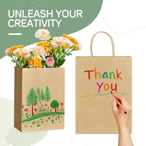 ECOEXTRA Gift Bags 100Pcs Brown Paper Bags with Handles Bulk 8x4.5x10.8 Inch Paper Gift Bag Medium Size, Kraft Paper Bag, ...