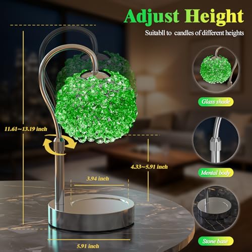 VXUNLIOR Luxury Candle Warmer Lamp with Timer & Dimmable Brightness, Crystal Gemstone Shade & Premium Base - Adjustable Wa...