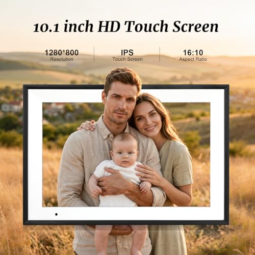 Digital Picture Frame 10.1 Inch Digital Photo Frame 32GB Storage, WiFi Picture Frame with1280x800 IPS Touch Screen, Auto-R...