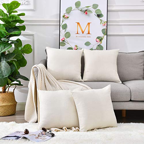 LisBiya Pack 8 Linen Throw Pillow Covers Set Cushion Case for Sofa Bedroom Car, Blank for HTV Iron on Design,18x18 Inch