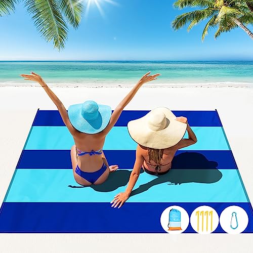 Famstar Beach Blanket Oversized Extra Large 78" X 81",Waterproof Sandproof Beach Blanket 1-7 Adults Lightweight Durable fo...