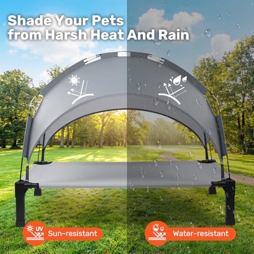 Heeyoo Elevated Dog Bed with Removable Canopy, Portable Dog Cot with Sun Protection Shade Tent, Raised Pet Cooling Cot Bed...