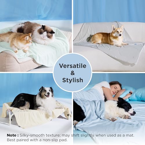 Bedsure Cooling Blanket for Large Dogs with Breathable Air-Core Fill Q-MAX>0.4 - Dog Cooling Mat Soft, Lightweight Pet Cat...