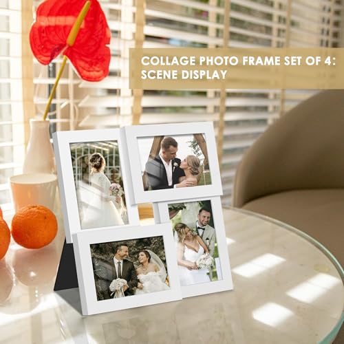 DUENPY 4x6 Collage Picture Frame Tempered Glass Front, Displays Four 4x6 Photo, Family Photo Collage Frame, Wall Decor Wal...