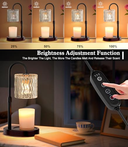 GOIUEDBZ Candle Warmer Lamp Electric: Dimmable Timer Candles Warming Lamps - Height Adjustable Burner Jar - No Flame Scent...