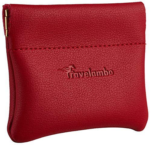 Travelambo Leather Squeeze Coin Purse Pouch Change Holder For Men & Women