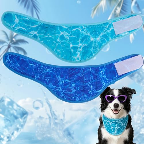 EXPAWLORER Dog Cooling Bandana - 2 Pack Instant Cool Chill Out Dog Scarf, Adjustable Summer Outdoor Ice Neck Cooler Vest, ...