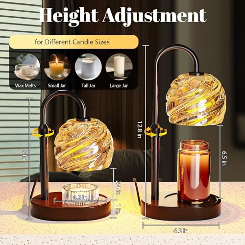 BlissWhisper Candle Warmer Lamp with Timer Dimmer, Electric Candle Warmer with Adjustable Height for New Home Decor, Birth...