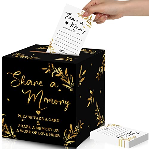 Pajean 50 Pcs Share a Memory Cards for Collections of Life, Memory Cards Box for Guest Ideas Funeral Graduation Wedding Br...