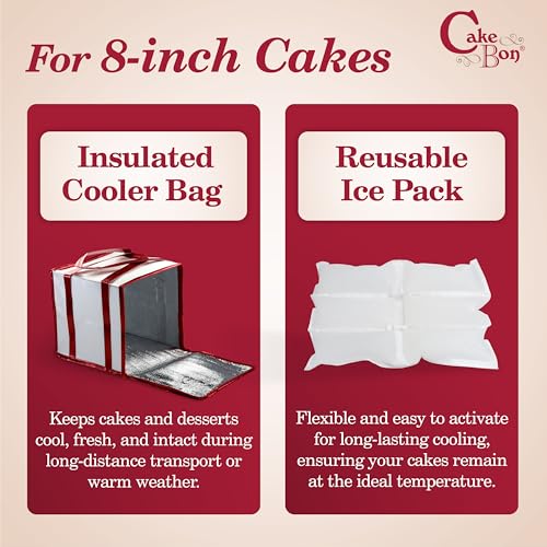 Cakebon 8-Inch Cake Insulated Cooler Bag with Ice Pack Sheets – Premium Carrier Bag for Cakes, Pastries & Cupcakes – Durab...