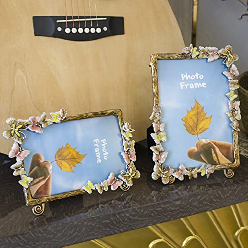 Tricune Floral Picture Frame Display Photo 4x6 Photo Frame Made of Metal and High Definition Glass for Table Top Display H...