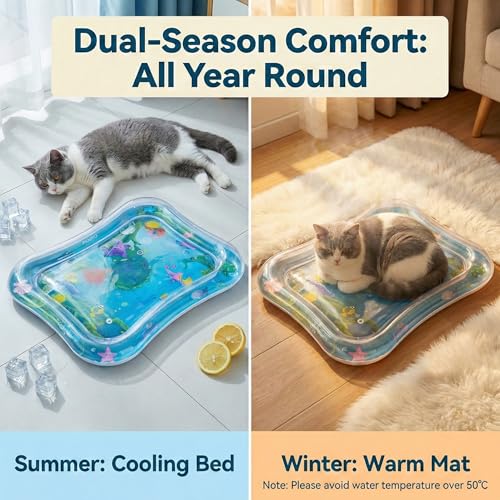 Interactive Cat Toy for indoor Cats, Upgraded Cat Water Mat with Fish - Thickened 0.7mm Enrichment Stimulating Water Senso...