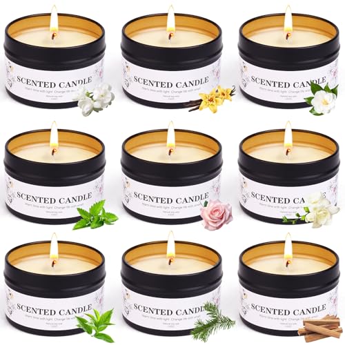 9 Pack Scented Candles Gift for Women and Men, Aromatherapy Candle Set for Home Scented, Small Candle Gift Set Basket for ...