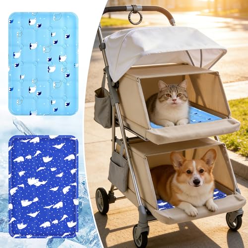 X-Kingsun 2Pcs Dog Stroller Cooling Mat for Pet Stroller Outdoor Pet Cooling Mat Waterproof Cooling Pad for Small Cat Puppy