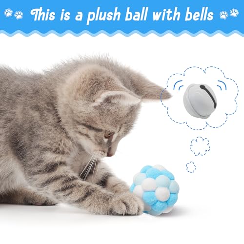 MALLMALL6 Cat Toy Set Interactive Cat Toys 10Pcs Pack Including Cat Springs Feather Teaser Wand Mice Crinkle Balls and Pet...