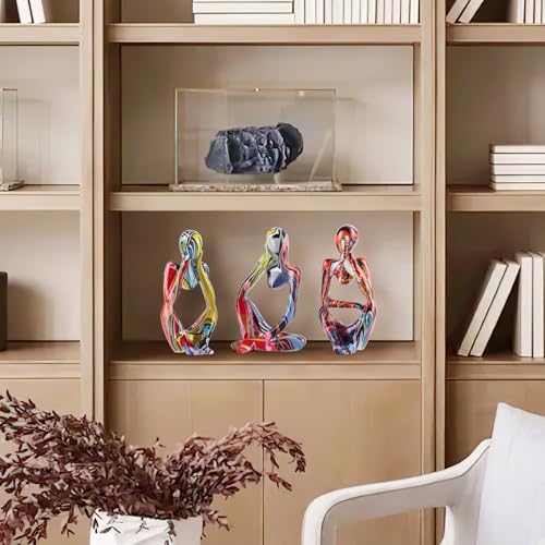 BrownLove 3pcs Hip hop Human Body Abstract Art Decoration, Modern White Art Resin Statue Room Office Shelf Bookcase Decora...
