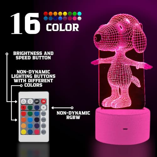 YARRD Dog Animal 3D Lamp Night Light Touch Table Desk Lamps 7 Color Changing Lights with Acrylic Flat & ABS Base & USB Cha...