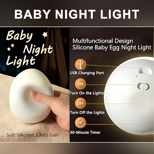 AuroraNiteBeam Night Light for Kids,Egg Night Light for Baby Nursery, 30-Min Timer Portable Nursery Night Lamp forBaby Nur...