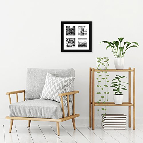Americanflat 4x4 Picture Frame Collage with Shatter-Resistant Glass - Fits Four 4x4 Photos or Use as One 10x10 Picture Fra...