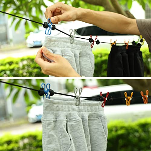 Retractable Portable Clothesline for Travel，Clothing line with 12 Clothes Clips, for Indoor Laundry Drying line,Outdoor Ca...